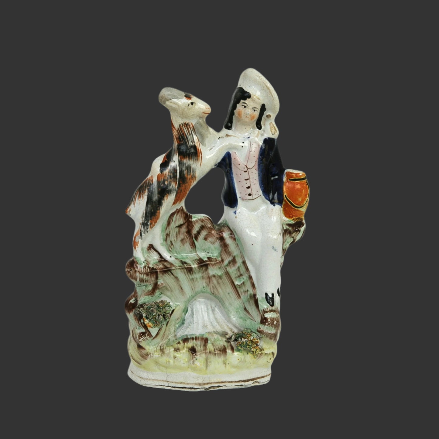 19thC. "Prince Edward and Goat" Staffordshire Figurine- c.1850 England