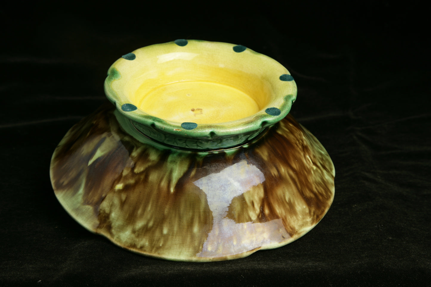 Antique Thomas Forester Majolica Lily Pond Compote - late 19thC - England