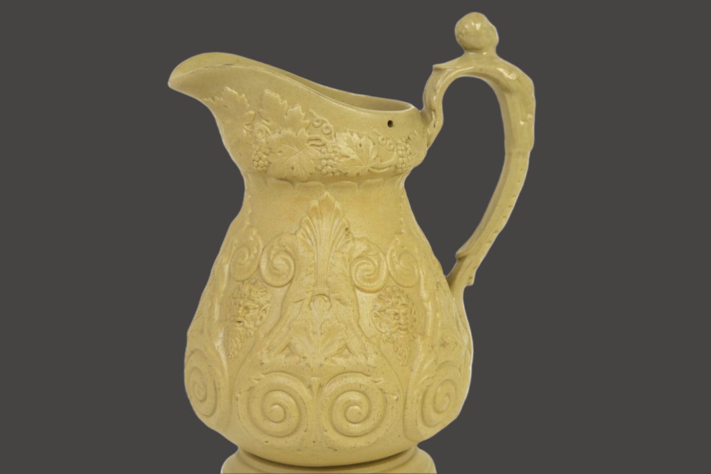 19thC English Drabware Bacchus and Pan Pitcher - Ridgway