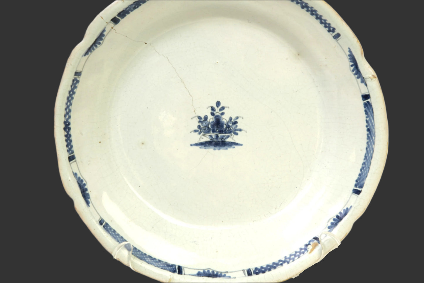 19thC St. Cloud Faience Jardiniere Plate - 9" -France