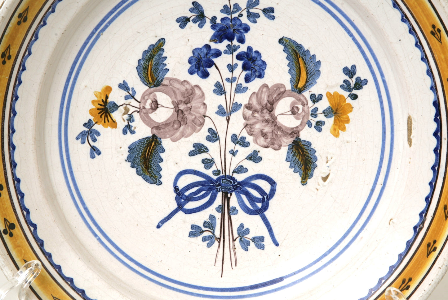 18thc. English Delft 12" Polychrome Charger - London - c. 1740-1760