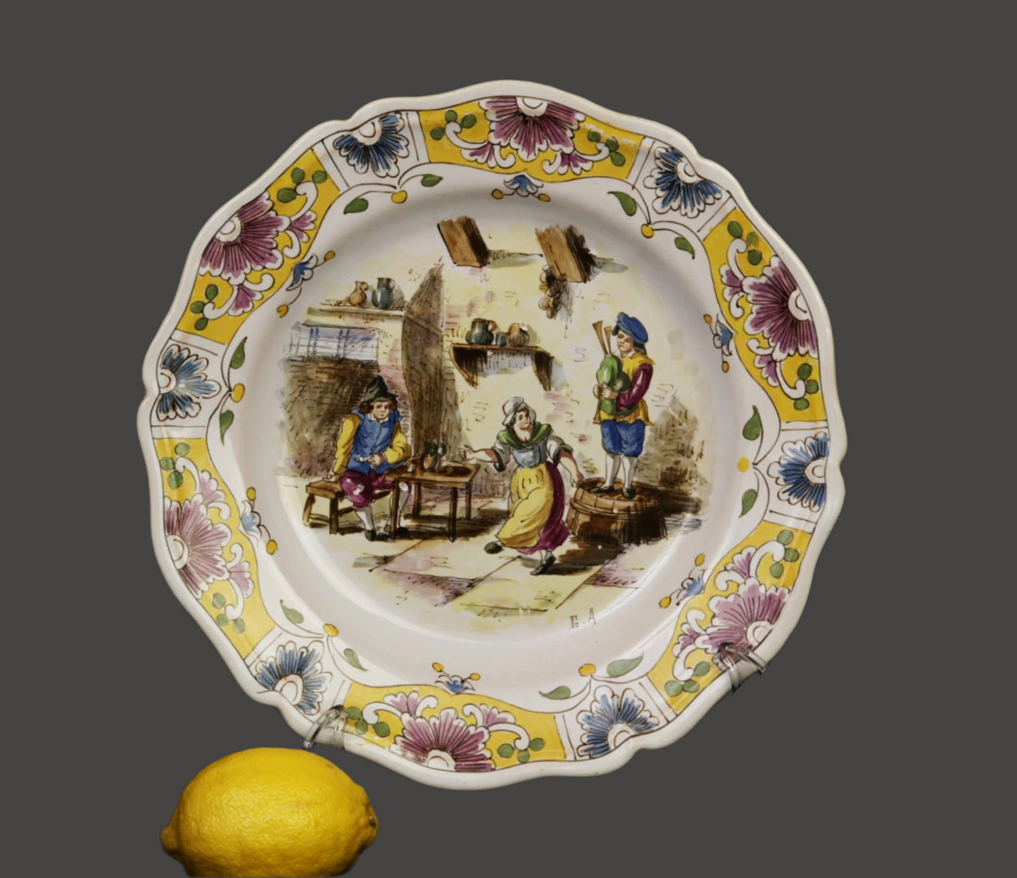 Lille 19thC. Tavern Plate - France - 9"