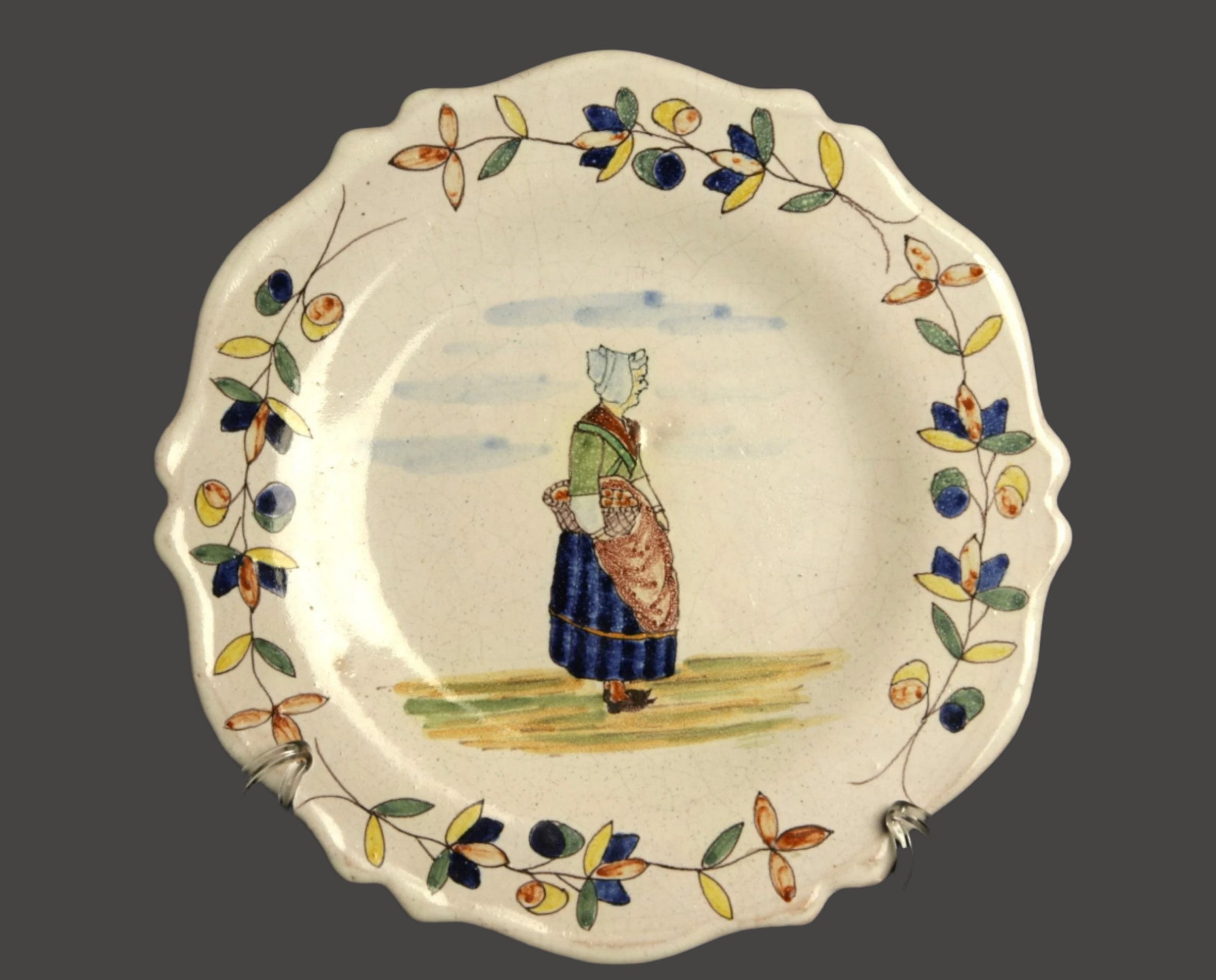 Malicorne Faience Plate - Beatrix Pouplard- 1890- France