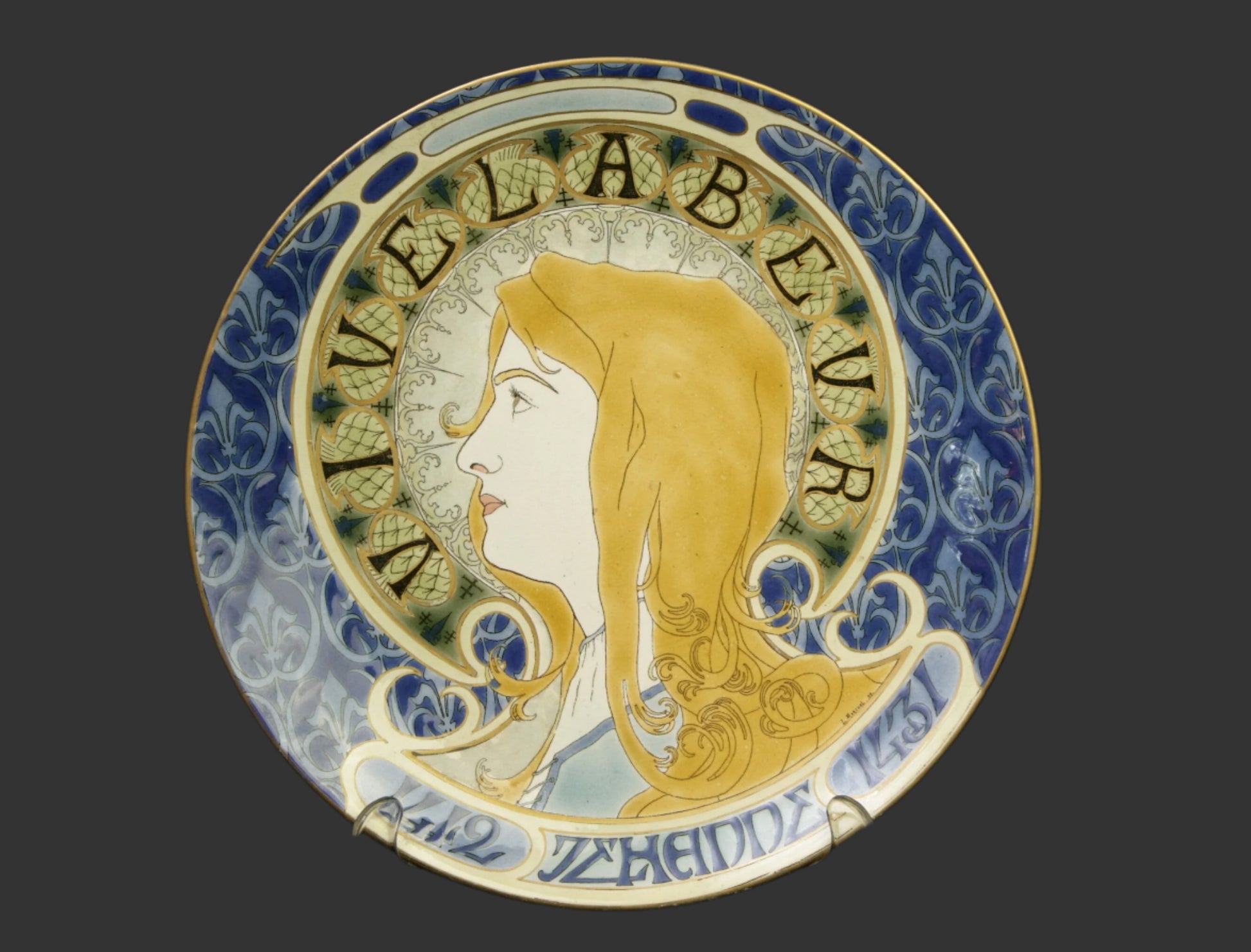 19thC, Joan of Arc Faience Plate - Keller et Guérin - c.1899- France