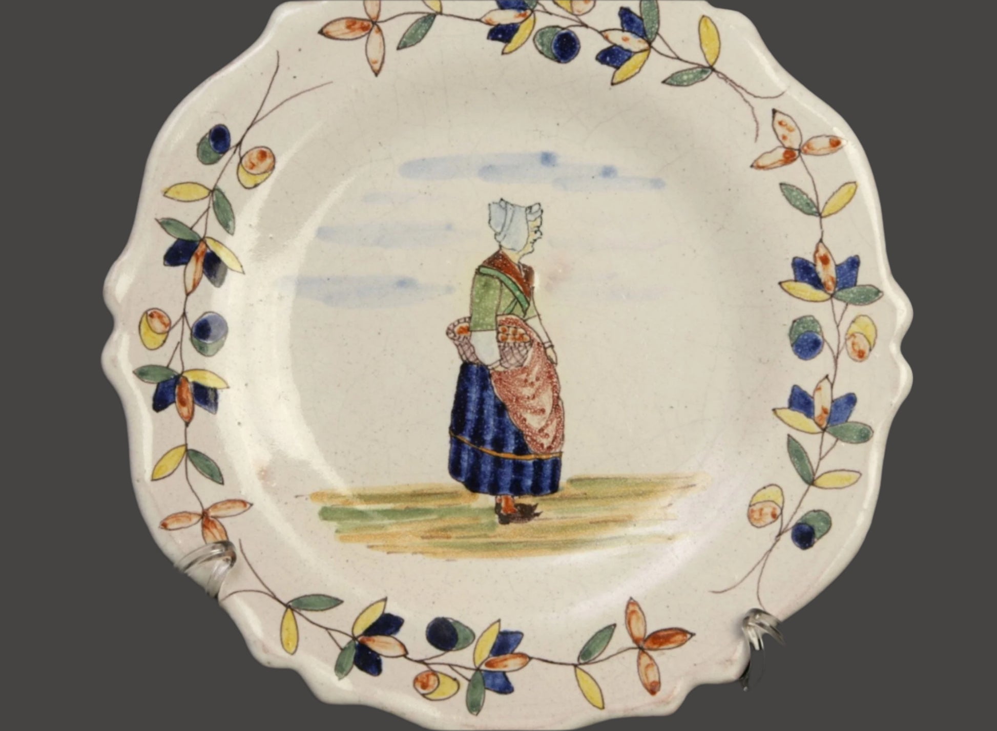 Malicorne Faience Plate - Beatrix Pouplard- 1890- France