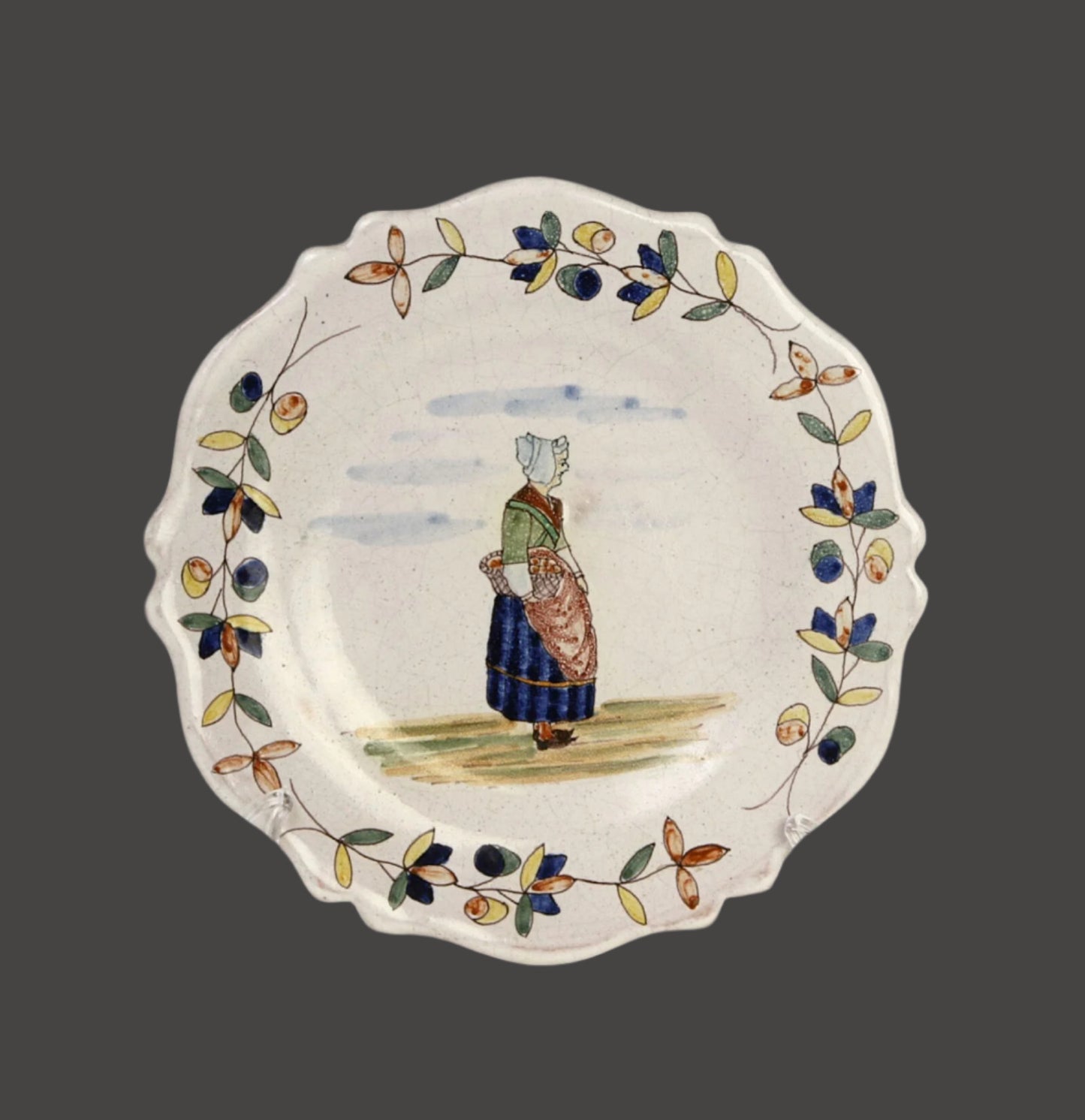 Malicorne Faience Plate - Beatrix Pouplard- 1890- France