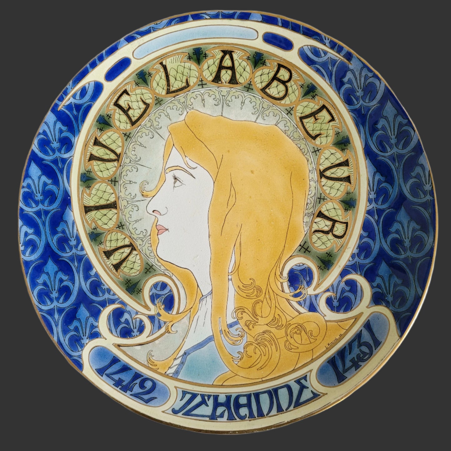 19thC, Joan of Arc Faience Plate - Keller et Guérin - c.1899- France