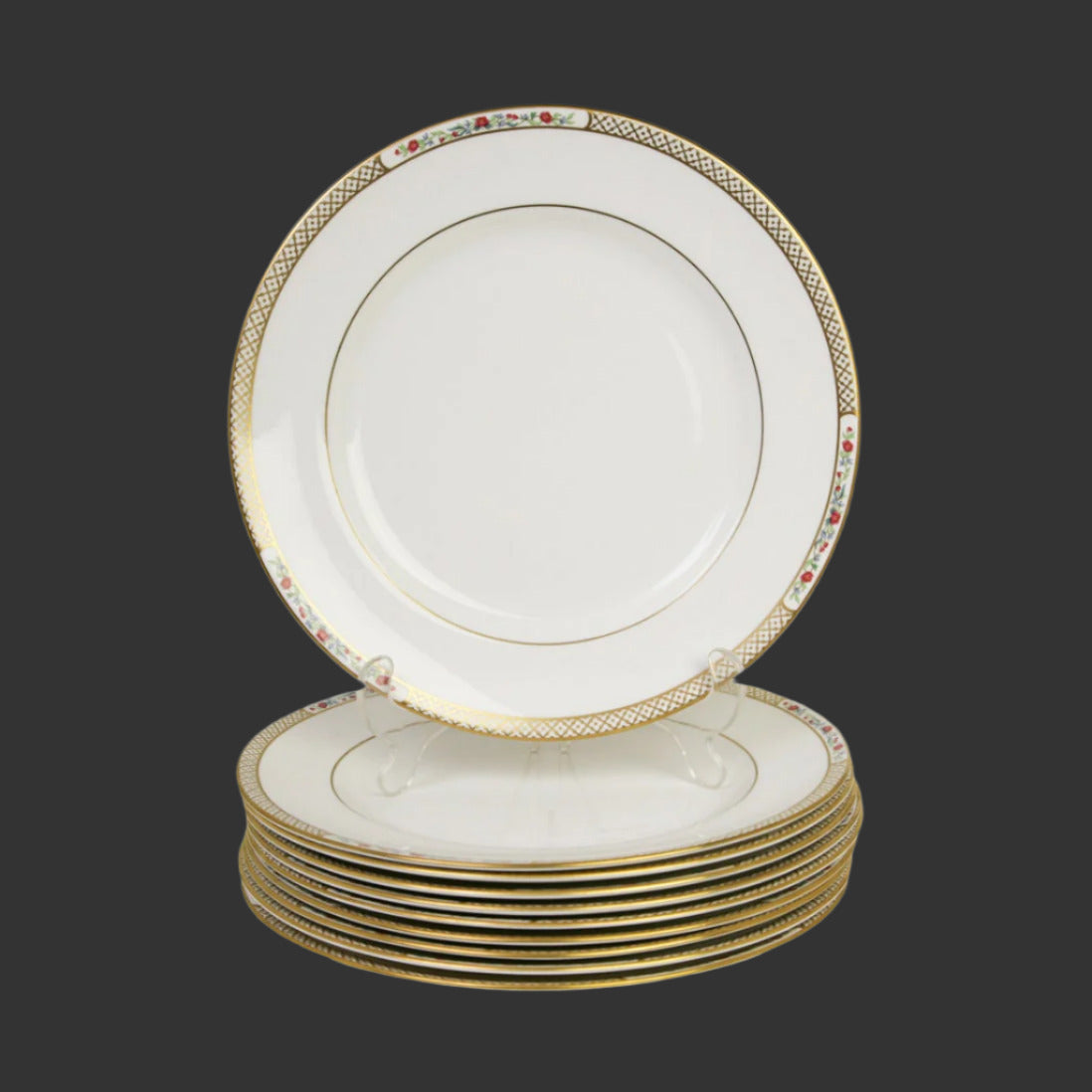 Spode Golden Trellis Dinner Plates - Set of 10