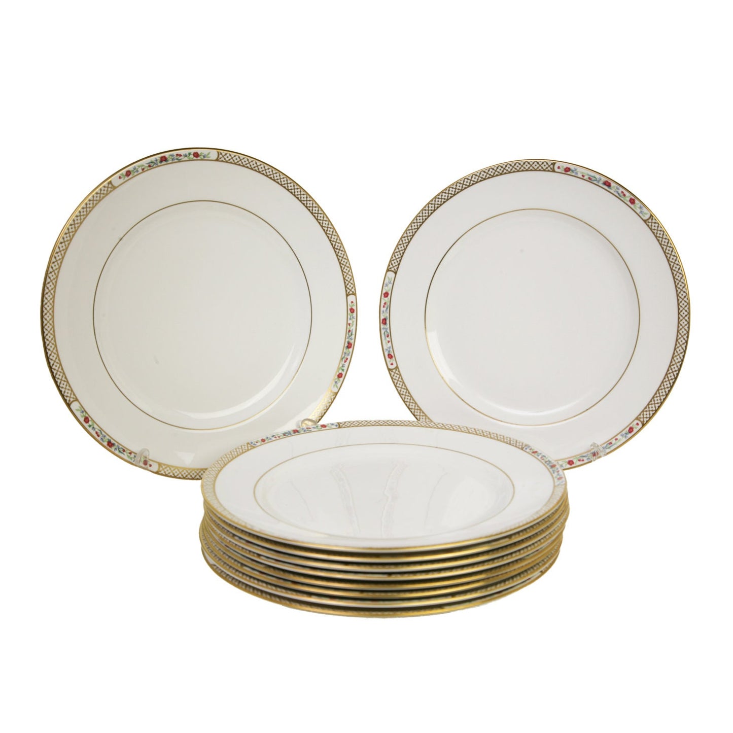 Spode Golden Trellis Dinner Plates - Set of 10