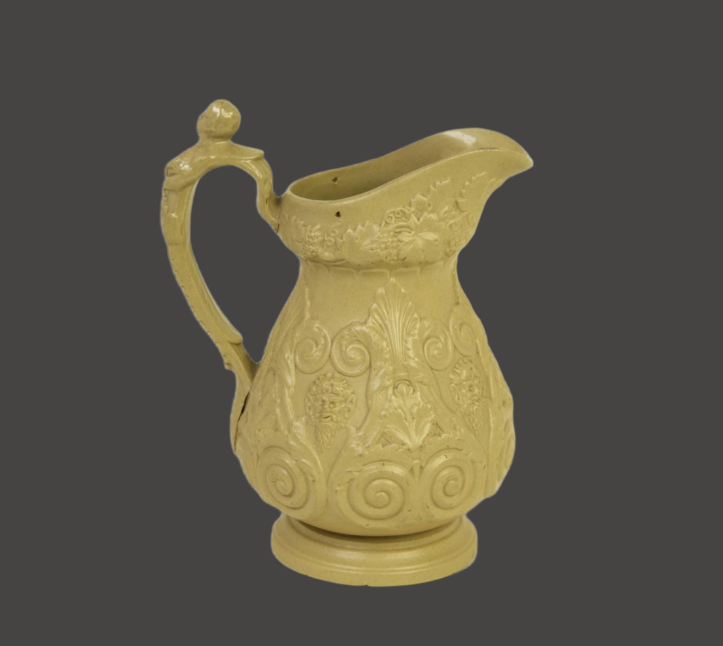 19thC English Drabware Bacchus and Pan Pitcher - Ridgway