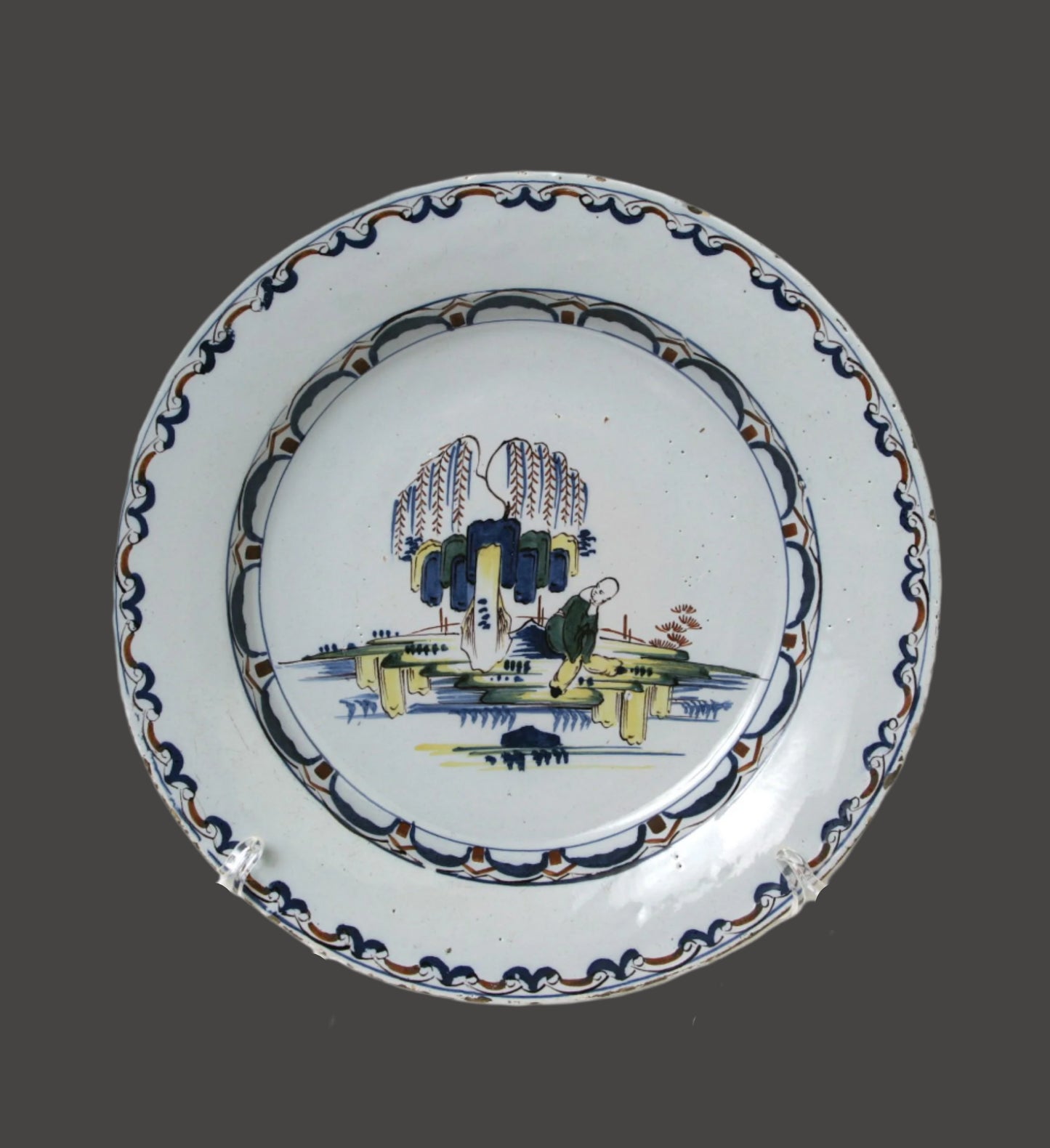 18thc. English Delft Chinoiserie 14" Charger - Bristol - c.1760