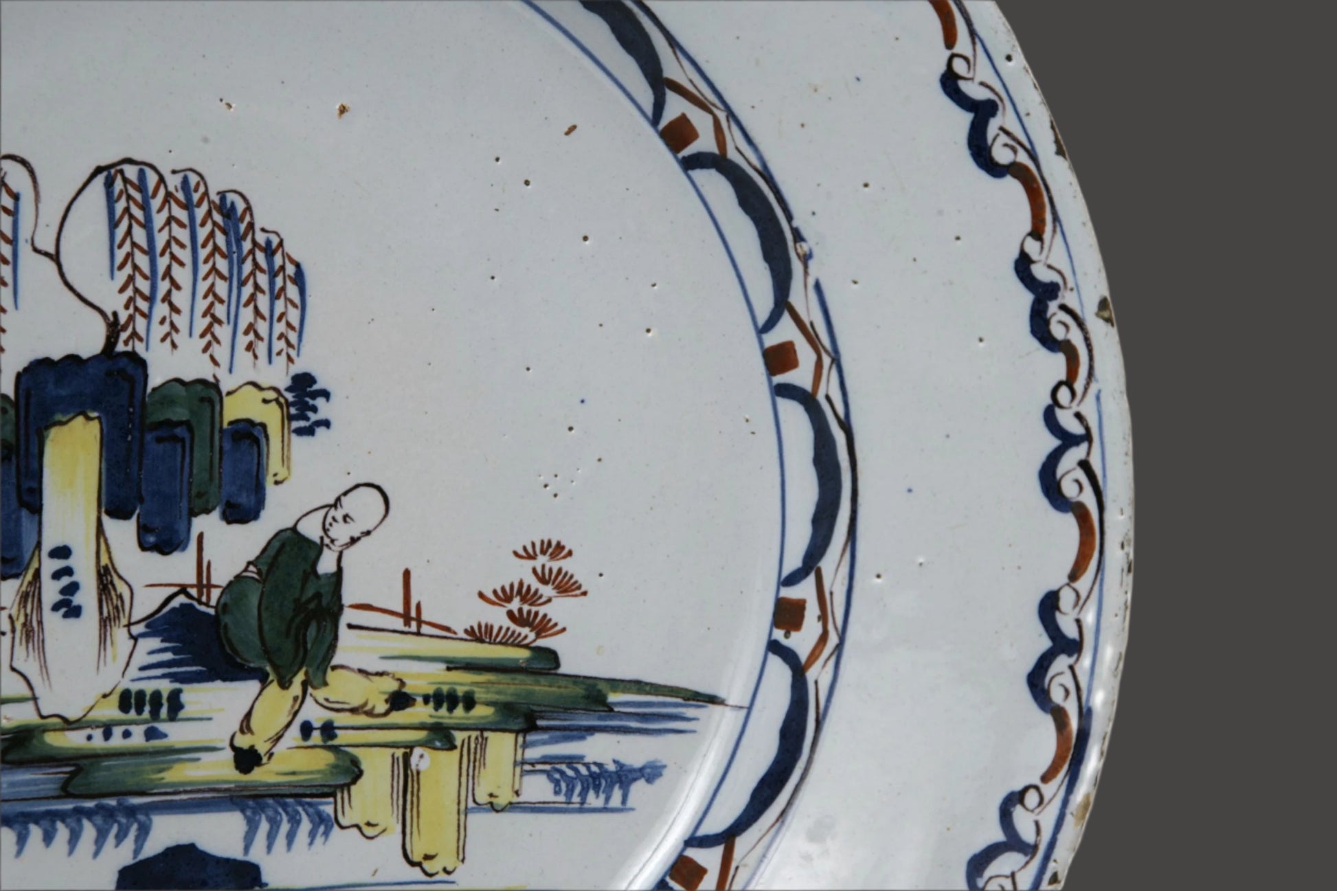 18thc. English Delft Chinoiserie 14" Charger - Bristol - c.1760