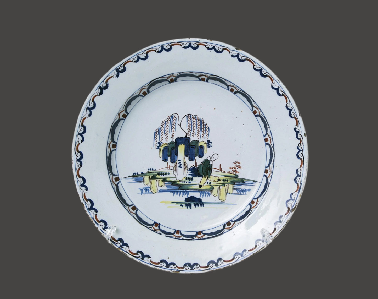 18thc. English Delft Chinoiserie 14" Charger - Bristol - c.1760