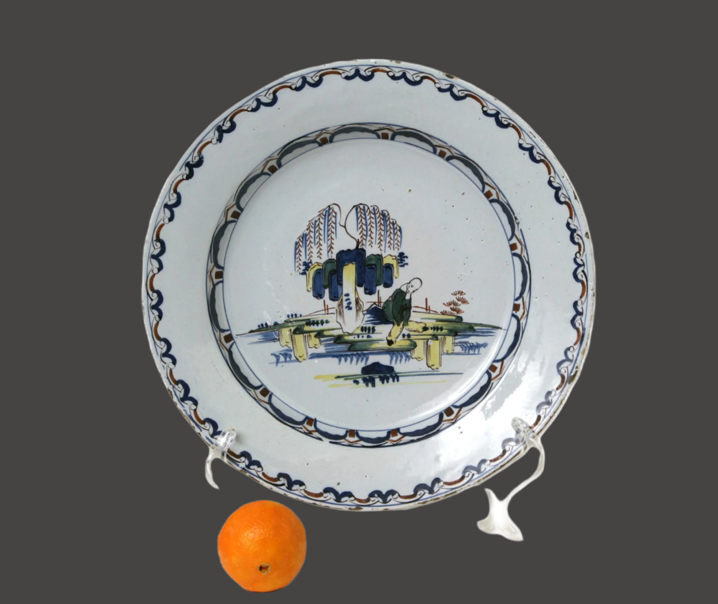 18thc. English Delft Chinoiserie 14" Charger - Bristol - c.1760