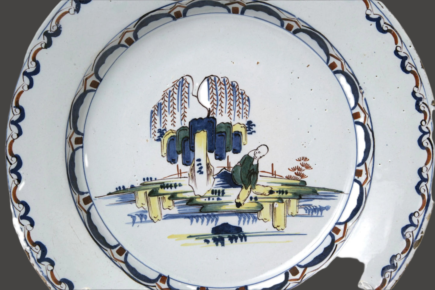 18thc. English Delft Chinoiserie 14" Charger - Bristol - c.1760